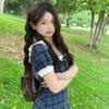 Academy Style Small Dress Women's New French Square Collar Blue Plaid Bubble Sleeve Waist Temperament Skirt Summer
