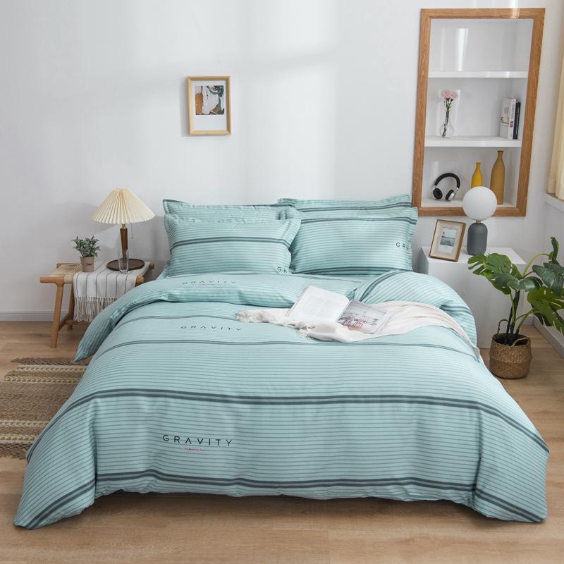 Live Stream Thickened Platinum Cotton Sanded Four-piece Set, Bed Sheet Quilt Cover, Student Dormitory Three-piece Set, Bedding
