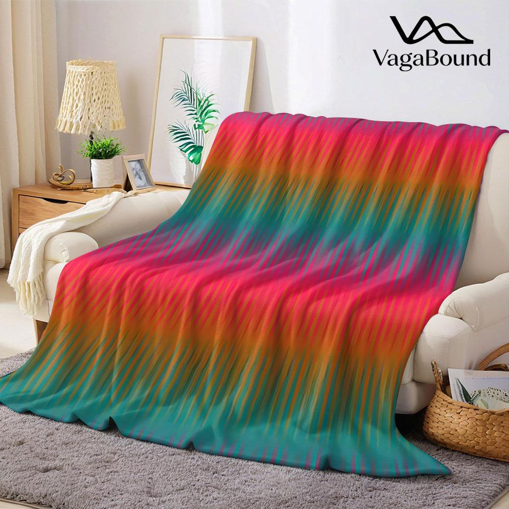 Rainbow Vertical Stripe Flannel Blanket Perfect for Sofa Office Bed Travel Sleep Read Relax Camping four season use