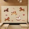 Year Of The Horse Entry Door Floor Mat Can Be Cut Silk Circle Red Festive And Dirt-Resistant Door Floor Mat Entry Door Mat