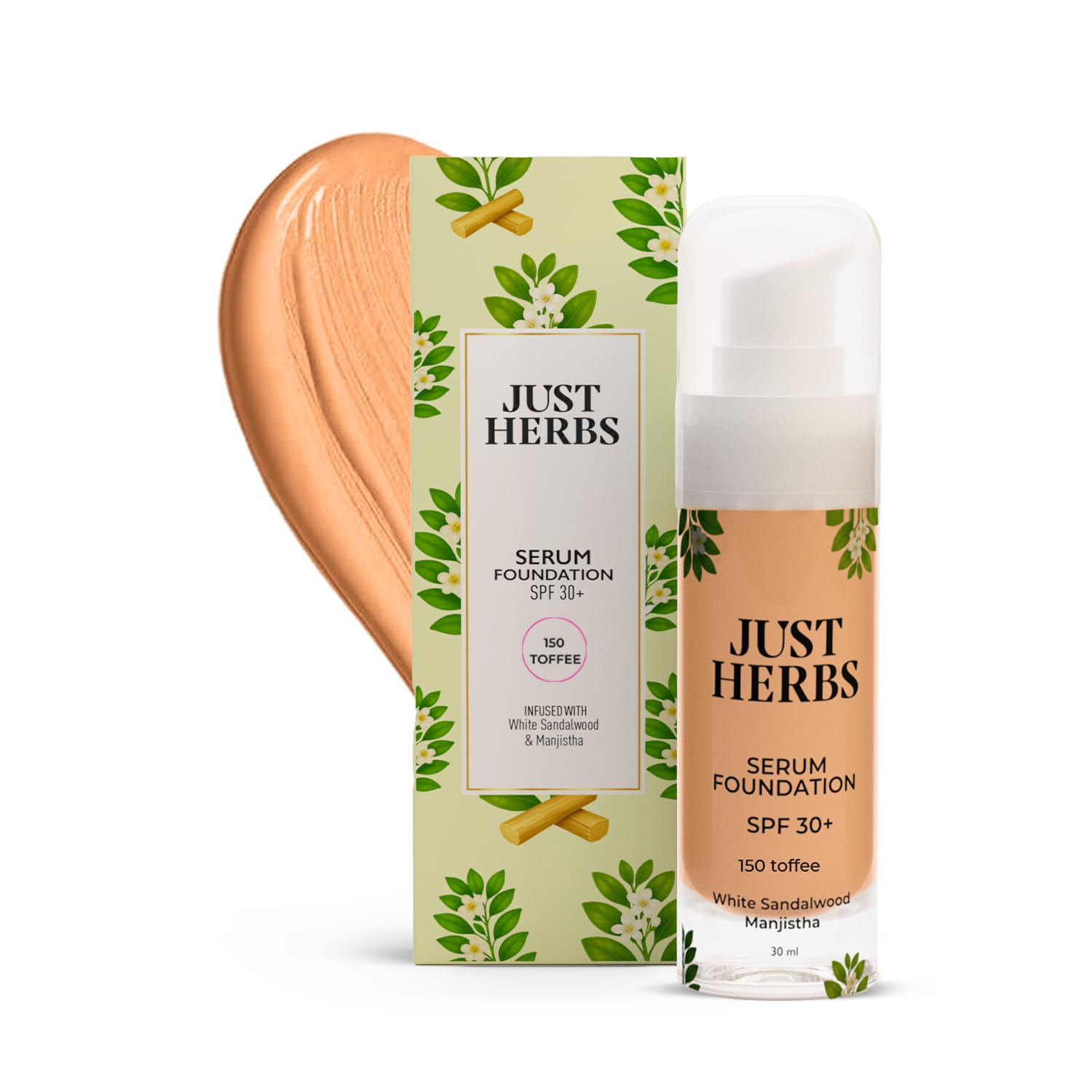 

Just Herbs Serum Foundation SPF 30+ | Buildable Coverage & Natural Finish | No Parabens, No Mineral Oil | For Indian Skin Tones | Lightweight & H