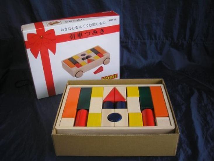 in Japan Wooden Building Blocks [Made Toys] Pull-cart
