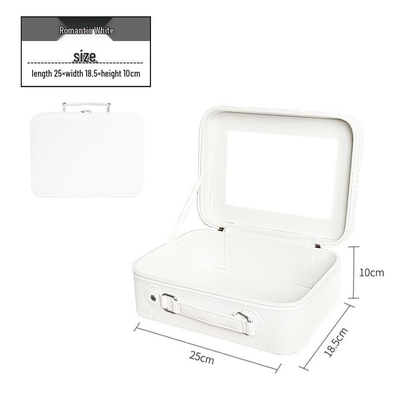 

Portable Large Capacity Makeup Bag with Mirror - Multifunctional Hard Shell Storage Case, Stylish and Ins Style Design