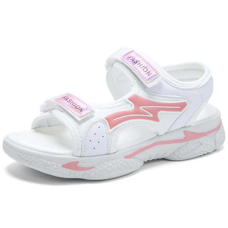 

Летние детские модные легкие уличные сандалии для отдыха на толстой подошве, пляжная обувь, тапочки, женская обувь, детская обувь 40 розовый/белый
