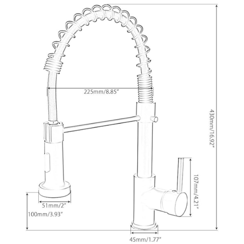 Kitchen Tap with Pull-Out Shower Spring Kitchen Tap Single Lever Mixer Tap for Sink with Hand Shower Support Cold and Hot Water (Normal, Silver)