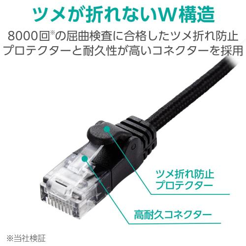 ELECOM LAN Cable CAT6A 3m Nail Break Prevention Mesh Cable Black ECLD-GPAM/BK30