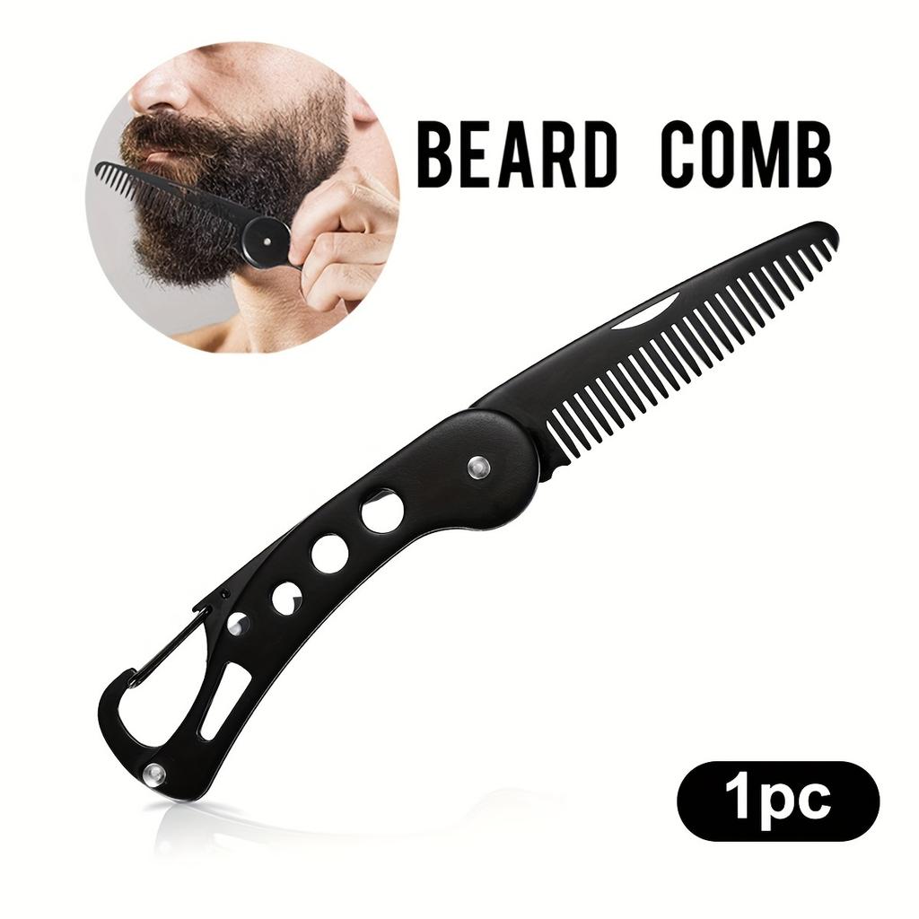 1pc Stainless Steel Folding Comb Men Beard Styling Combs Anti Static Portable Mustache Comb Multifunctional Hairdressing Tools