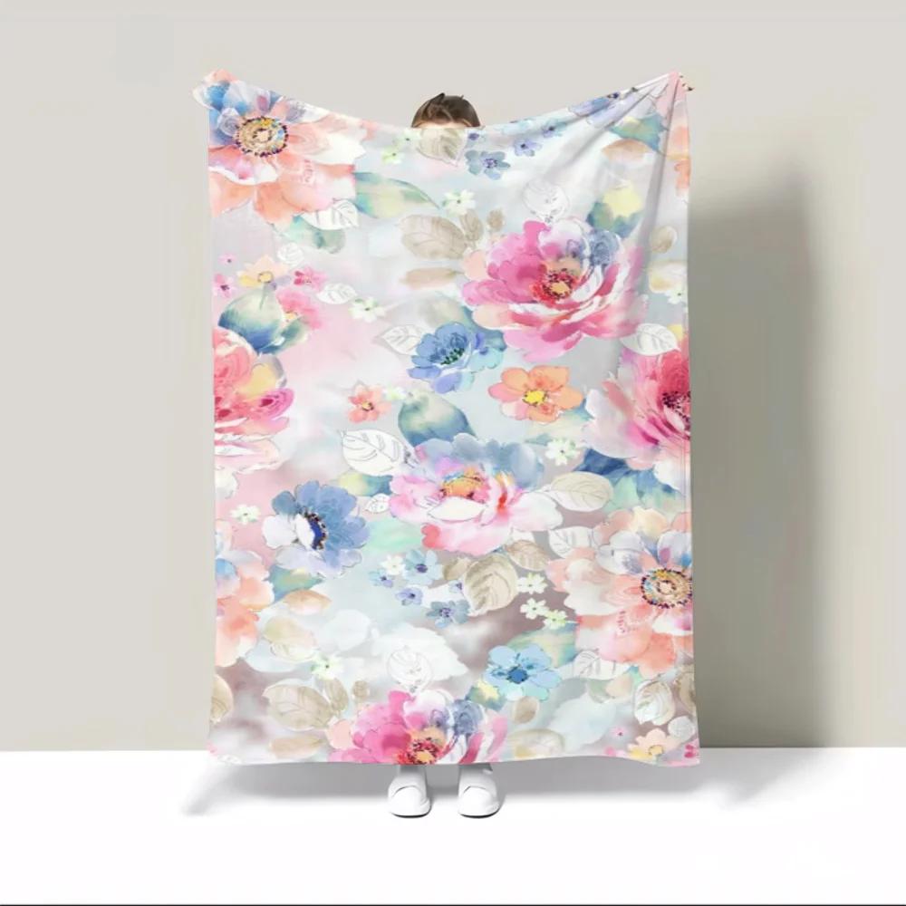 Interior for Home Beauty Flowers Fleece Throw Blanket Sofa Winter Thermal Blankets for Bed Blanket 150cm X 200cm Beach Towel