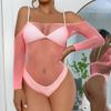 Sexy Lingerie for Women  Long Sleeve Mesh Lace Bodysuit Valentines Day  High Slit Open Crotch Teddy Costume  Exotic Apparel