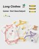 Pure Cotton Short Sleeve Baby Romper - Summer Thin Style for Boys and Girls, One-Piece Triangle Air Conditioning Suit