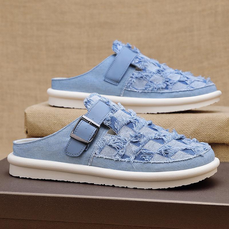 

2025 New Men s Canvas Shoes Summer Breathable Casual Shoe for Men Fashion Blue Slip-on Designer Shoes Men Zapatos Para Hombre 47 світло-синій колір