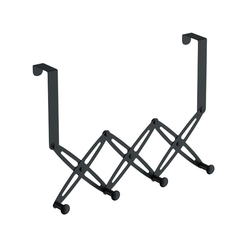 Over The Door Hooks Retractable Stainless Steel Over The Door Hanger Expandable Towel Coat Rack Hanging Four Hooks 1 PCS