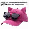 Cat Ear Trucker Hat Hat, Baseball Cap with Detachable Sunglasses, Funny Aviator Style Adjustable Pilot for Outdoor Travel UV Protection Sun Sunglasses