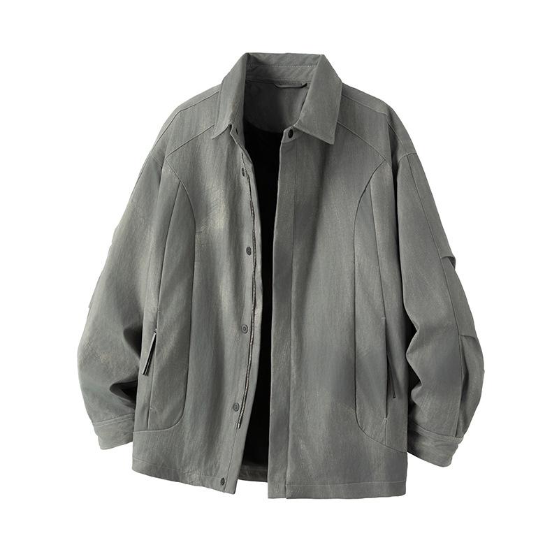 

Mu Yuan Men s 2025 Winter Pleated Deconstructed Japanese Style White Duck Down Embroidered Jacket 2XL (160-180 kg) світло-сірий колір