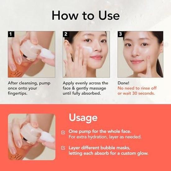 Official MENOKIN 30-Second Quick Bubble Mask Lift 95ml Ultra-Low Molecular Collagen Firmness Elasticity Moisture Shine Pack Foam Time-Saving Skin Care