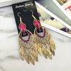 Vintage court gem set earrings long temperament bohemian earrings niche earrings women