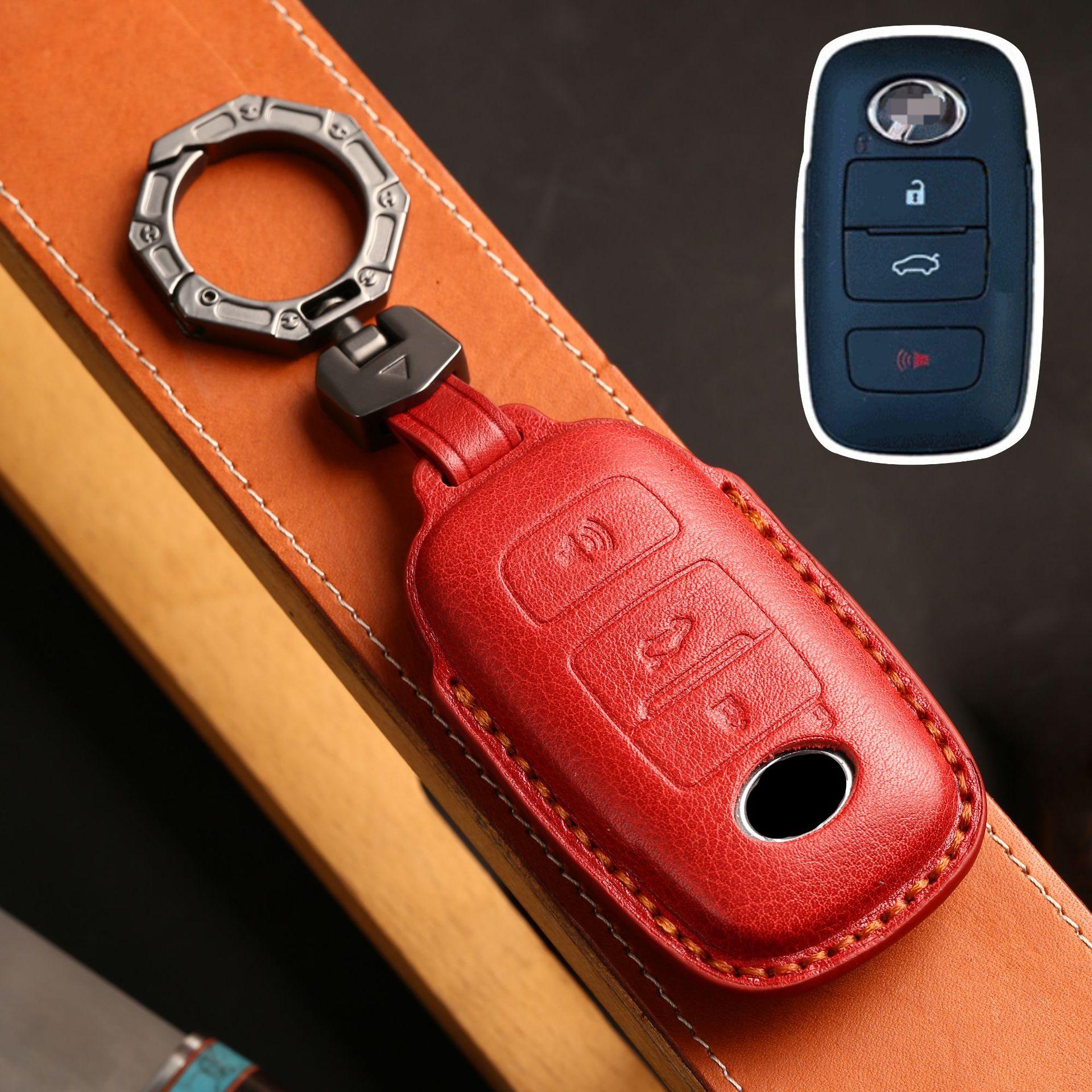 

Real cowhide key case protective case is suitable for Malaysia Perodo PERODUA Beilu car leather case червоний