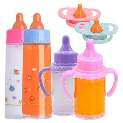 Milk & Juice Bottles Feeding Set With Storage Bag Pretend Baby Bottle PacifierDollhouse Decor Plastic Feeding Bottle