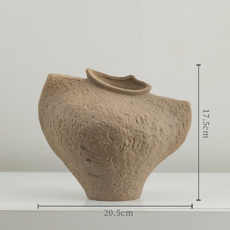 

Brown Ceramic Vase, Vintage Coarse Ceramic Hydroponic Vase, Flower Arrangement Accessories, Office Desk Ornaments, Home Decor