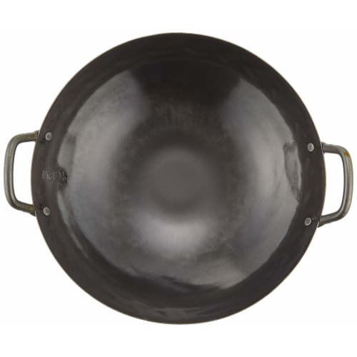 Yamada Iron Hammered Chinese Pot with Handle, 27cm (1.2mm Thickness), Black