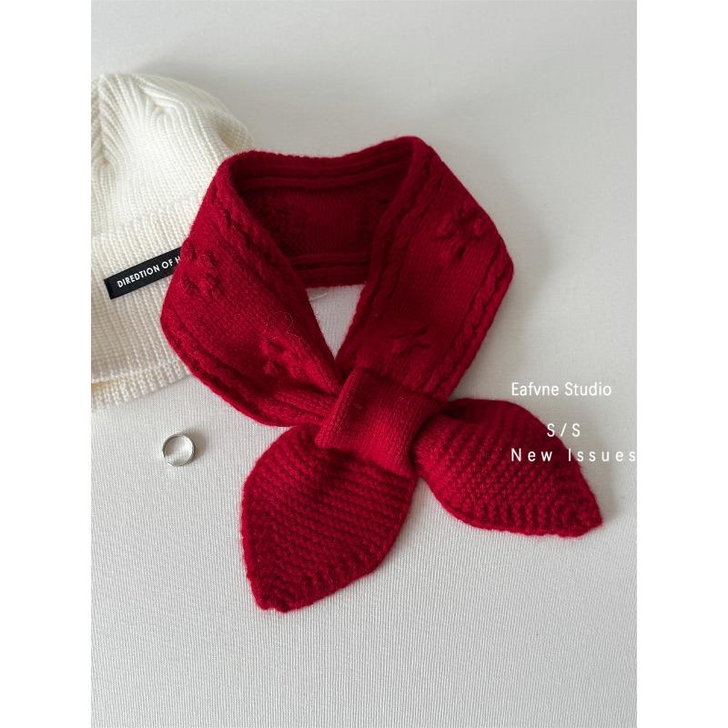 Soft and Waxy Jacquard Short Knitted Parent Child Neck Protection Cross Small Scarf and Scarf To Keep Warm In Autumn and Winter