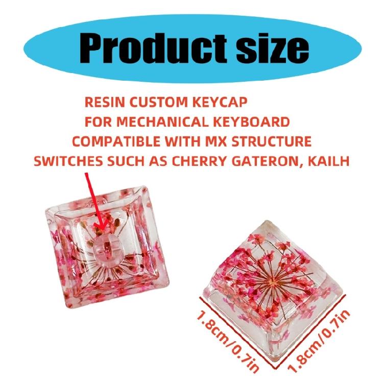 Colorful Flower Resin Keycap for Mechanical Keyboard with Backlights Computer Keyboard Keycaps Replaces