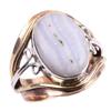 Natural Blue Lace Agate Gemstone 925 Sterling Silver Two Tone Ring Size 6.5 B3a55