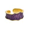 Vintage Cream Enamel Gold Rim Bread Shaped Ring Elegant Gentle Jewelry Accessory For Women