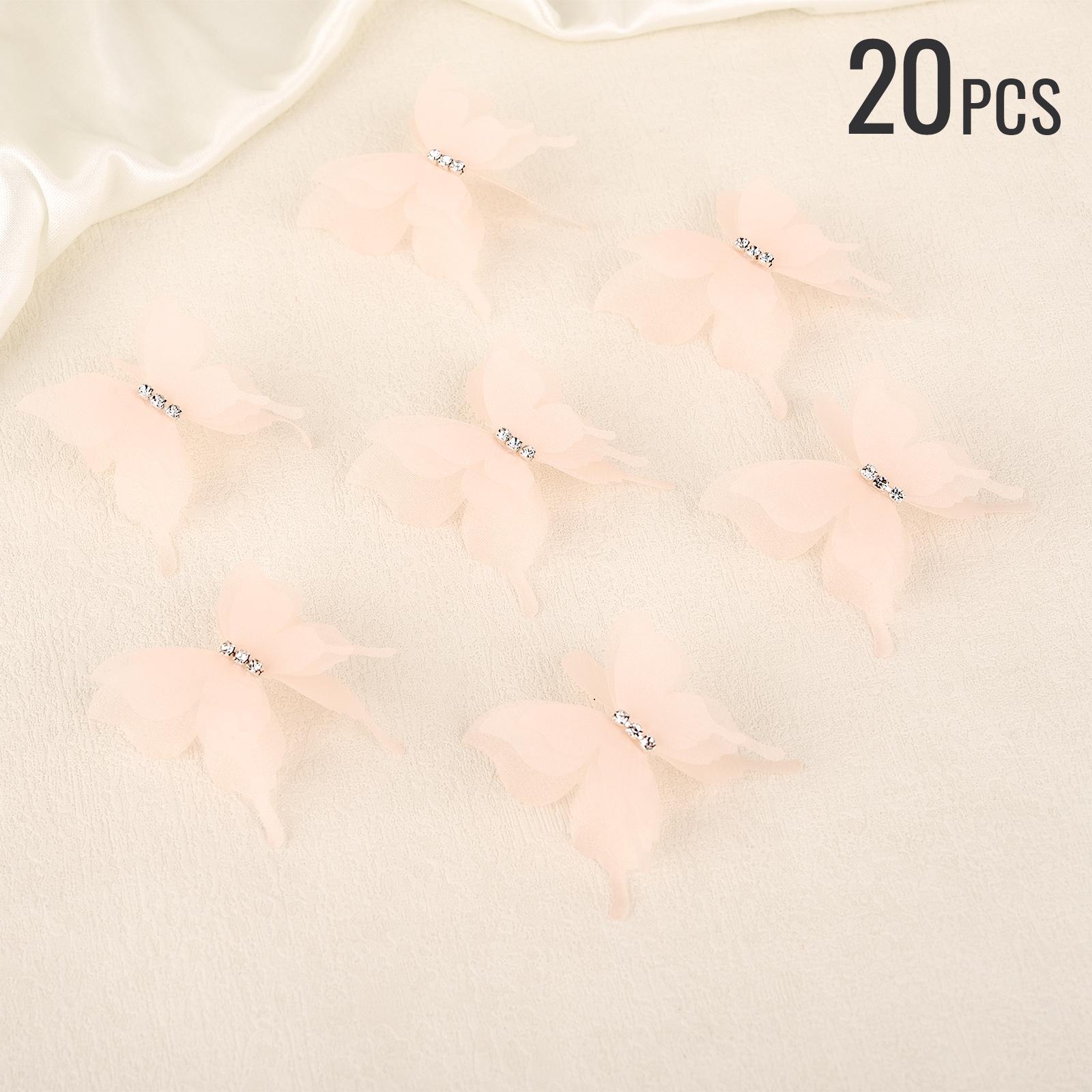 

20pcs Mix Gauze 3D Double Layer Lace Butterfly Applique Simulation Mesh DIY Shooting For Nail Hair Clip Wedding Decoration