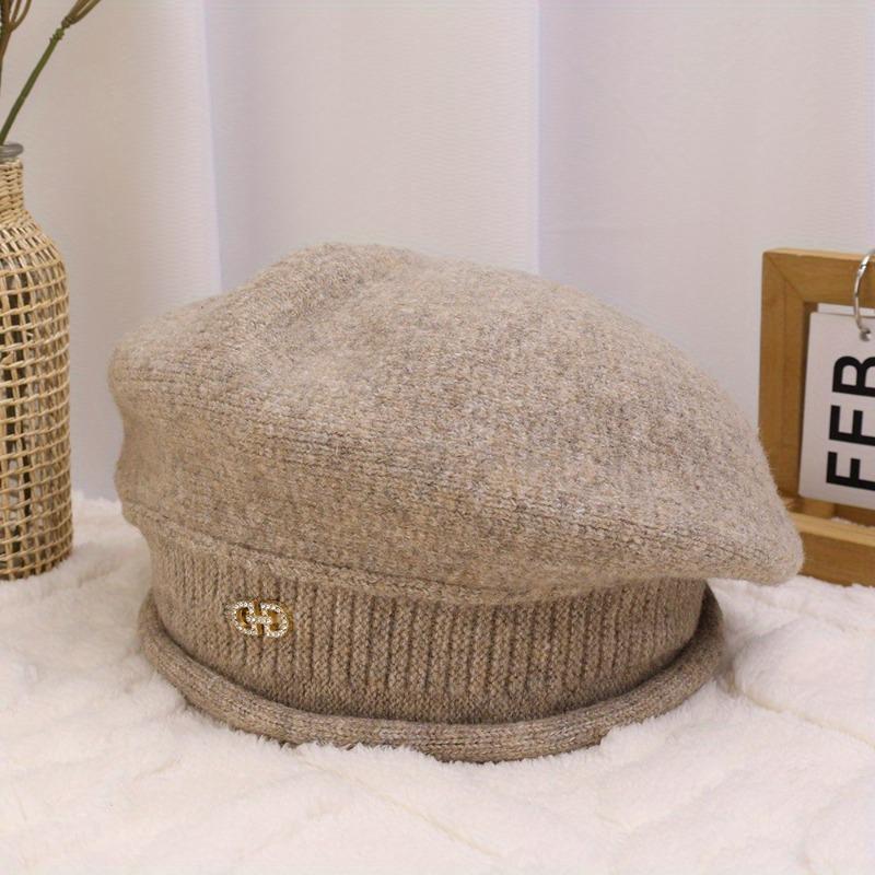 Autumn Winter Simple Premium Feel Sweet Cool Versatile British Painter Elegant Cute Style Beret Warm Windproof Solid Color Mushroom Pile Hat Cute Cap