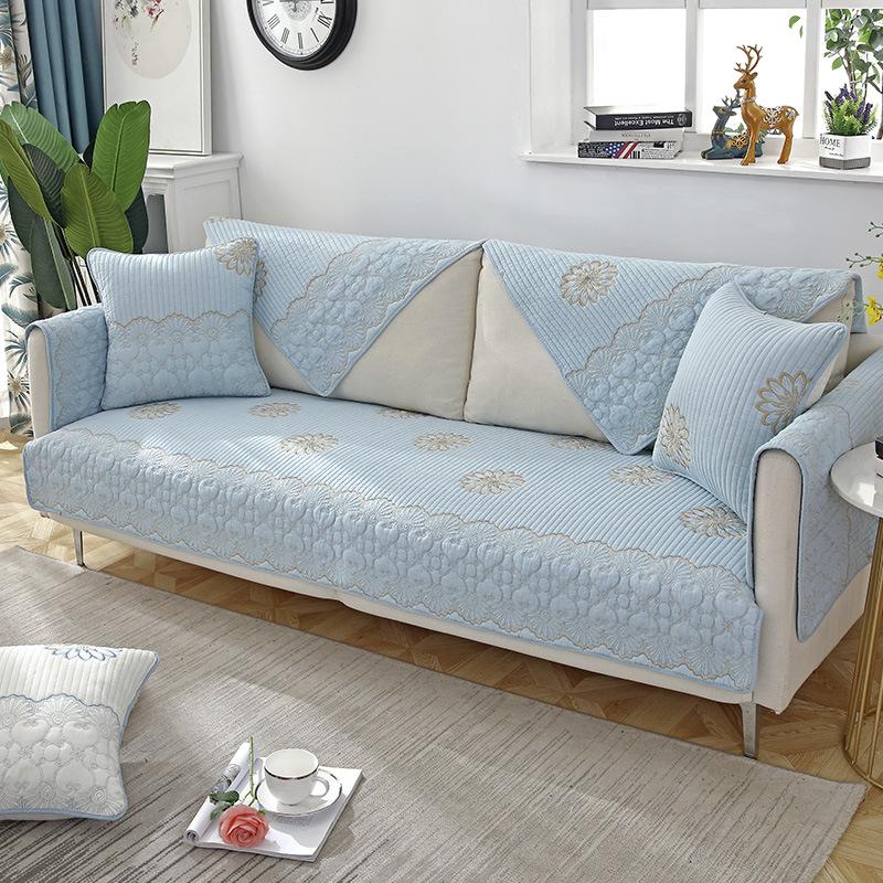 Pure Cotton Sofa Cushion for All Seasons, Cotton Fabric Non-slip Cushion Cover, Simple Modern Set Cover, Seat Cushion All-inclusive