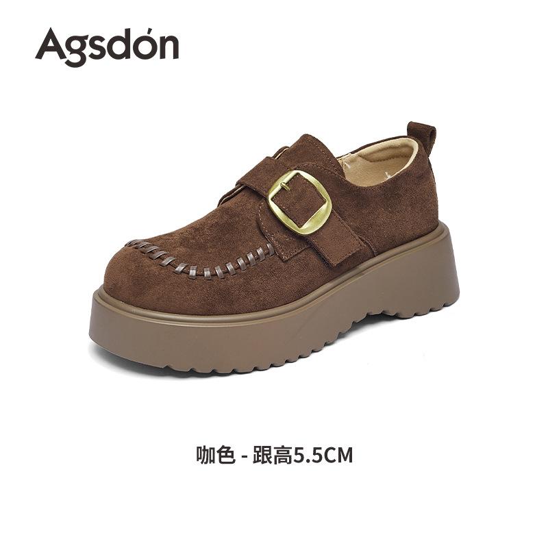 Augustine platform Birkenloafer shoes women's 2025 new autumn soft-soled single shoes retro small leather shoes