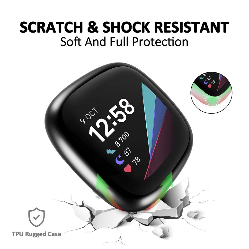 Screen Protector For Fitbit Sense 2 Case Full Soft TPU Plated Bumper Protective Cover Fitbit Versa 4/Sense 2 case Accessories