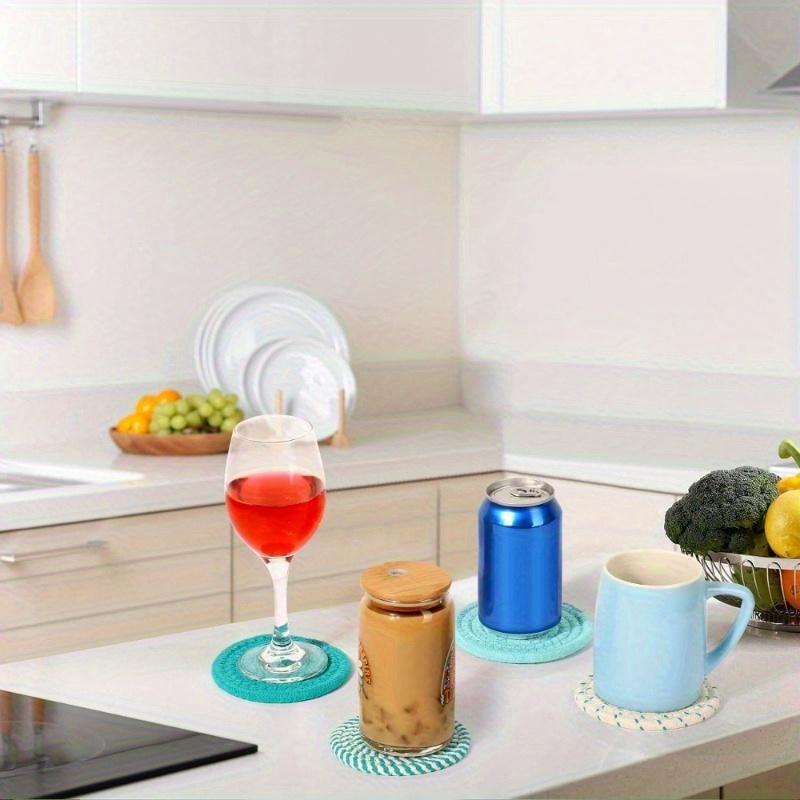 Perfect for Restaurants and Cafes: 8 Absorbent Coasters with Holder, Tabletop Protection, and Table Decor In a Minimalist Cotton Woven Coaster Set