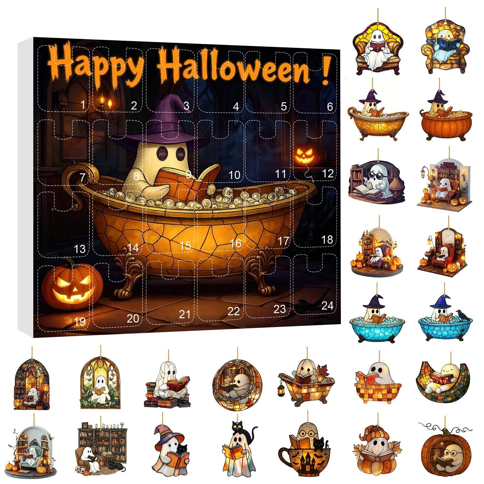 

Хэллоуин Подвесное украшение Адвент-календарь , 24 шт. Коллекционные предметы для праздничной вечеринки Обратный отсчет, Календарь обратного отсчета Хэллоуина Сюрприз One Size