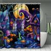 Glückliche Halloween Duschvorhang Set 3D Druck Wasserdicht Polyester Stoff Badezimmer Vorhang Haus Badezimmer Halloween Dekoration Mit 12 Haken