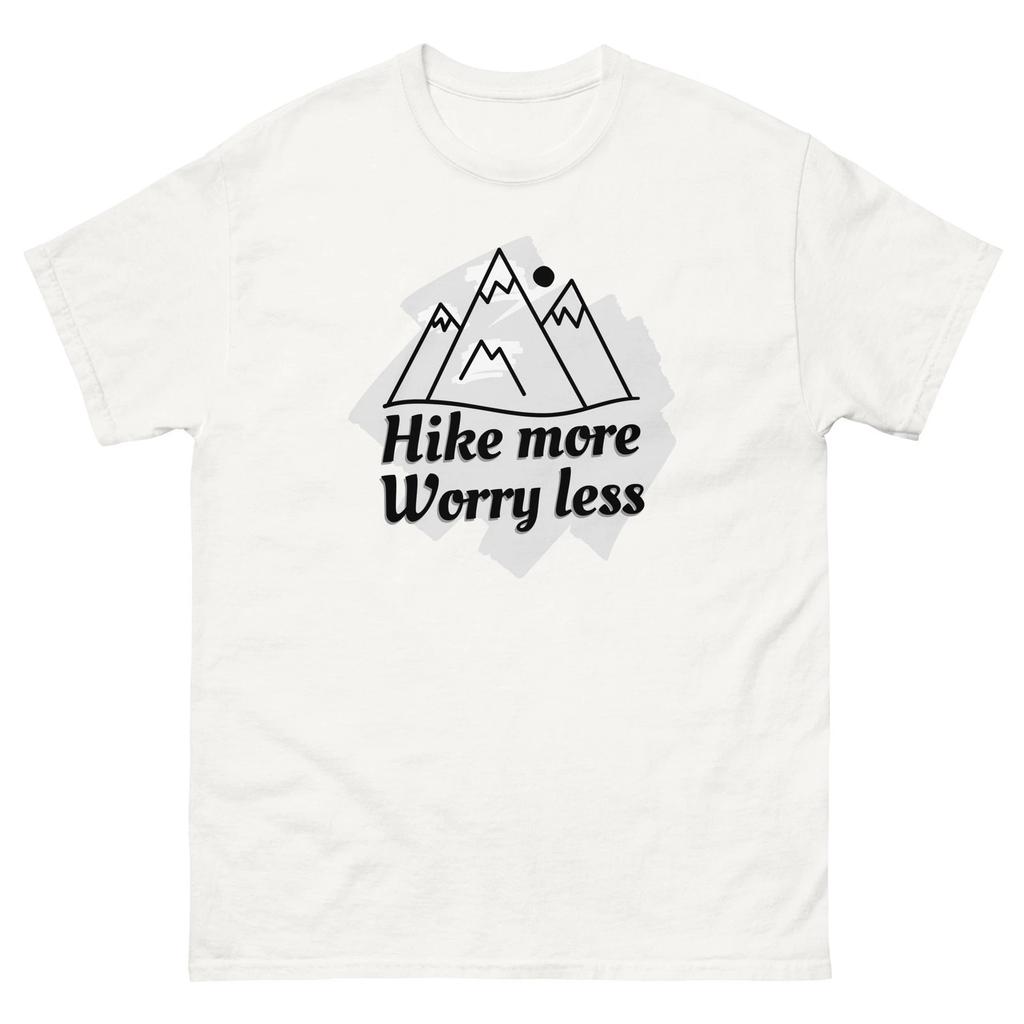 Hike More Worry Less Men Women Unisex White Tee Shirt T-shirt