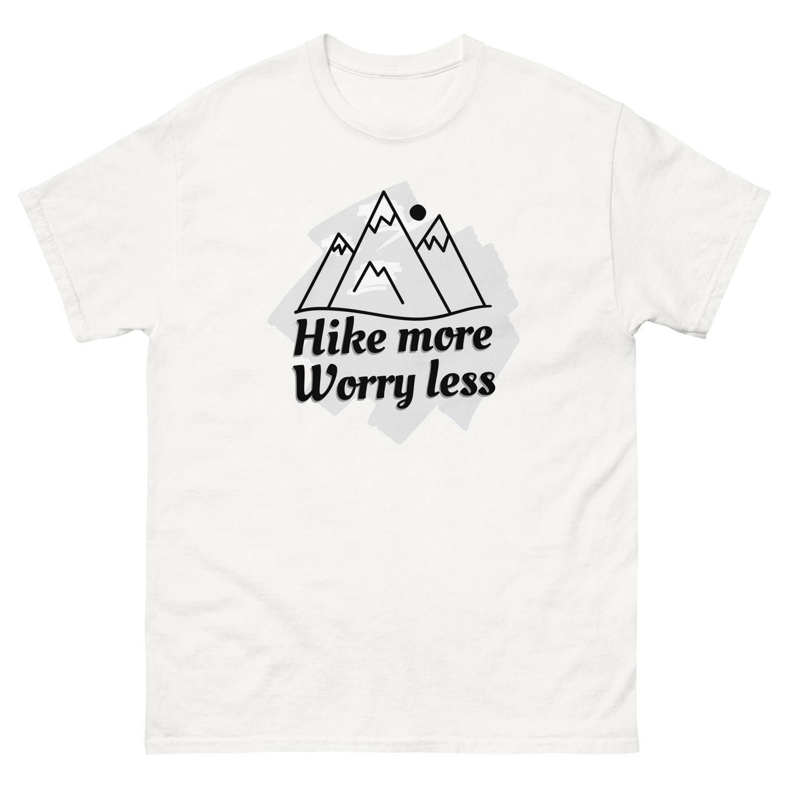 Hike More Worry Less Men Women Unisex white tee shirt t-shirt M