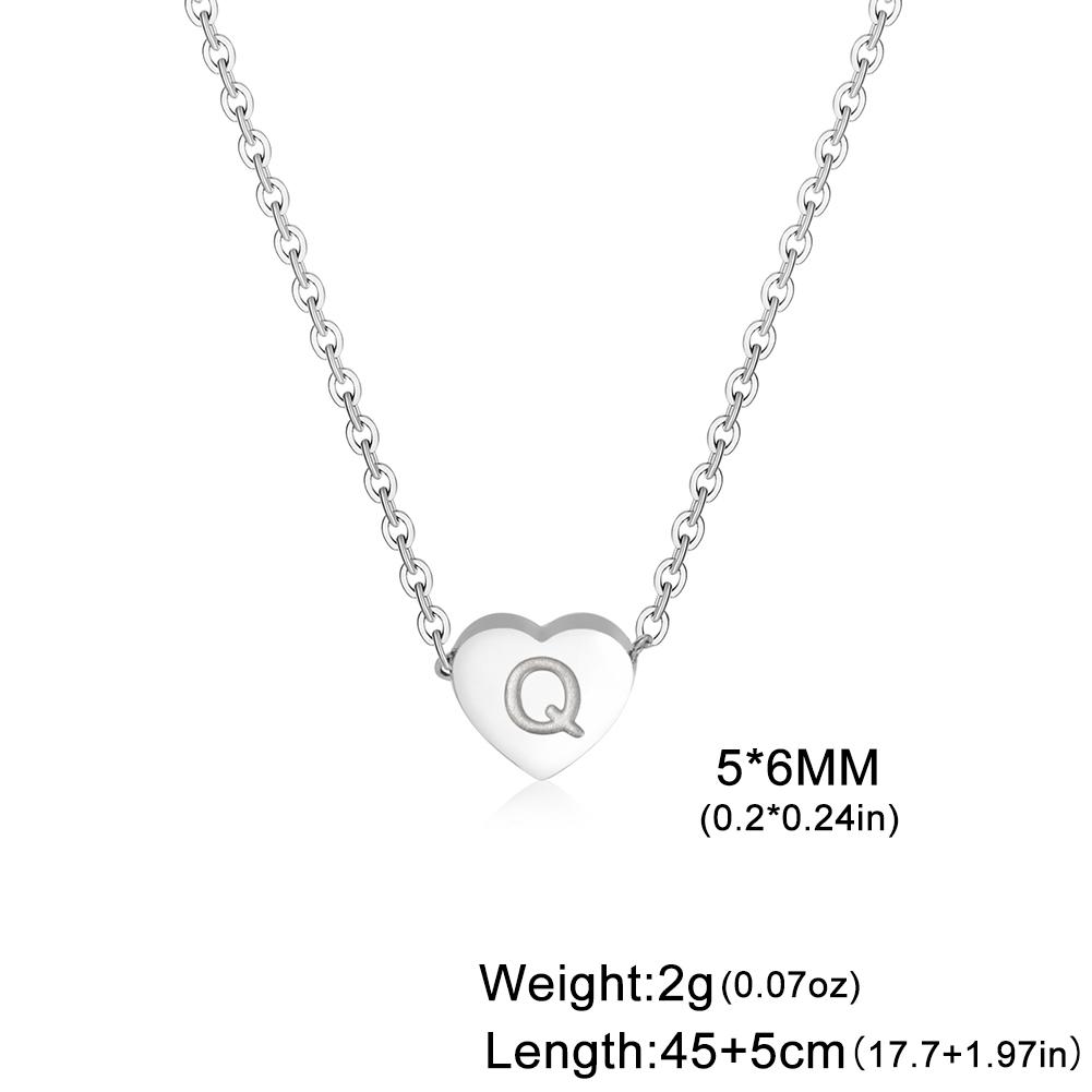 Love Heart Necklace Women Men Stainless Steel Jewelry A-Z 26 Letters Name Initials Pendant Couple Trend New Year Christmas Gifts