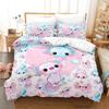 Kawaii Animal Axolotl Bedding Set Single Twin Full Queen King Size Bed Set Aldult Kid Bedroom Duvetcover Set 3D Anime
