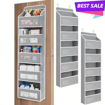1 Piece 5-Layer Non-Woven Door Organizer Rack Large Capacity Hanging Storage Bag for Bathroom Bedroom Door Storage Solution