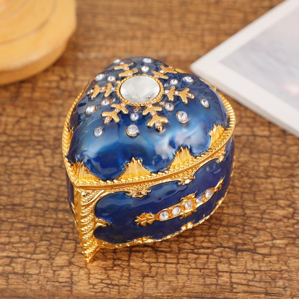 Heart Shape Jewelry Storage Box Inlaid Gem Organizer Exquisite Enameled Alloy Storage Jar Earrings Ring Unique Gift for Family