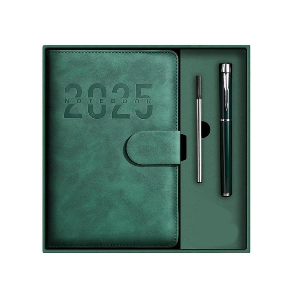 A5 Leder 2025 Geschäftsplan, Studenten Tagesplaner, 365-Tage-Notizbuch, Schnallennotizblock, Memo, 208 Blätter, 416 Seiten