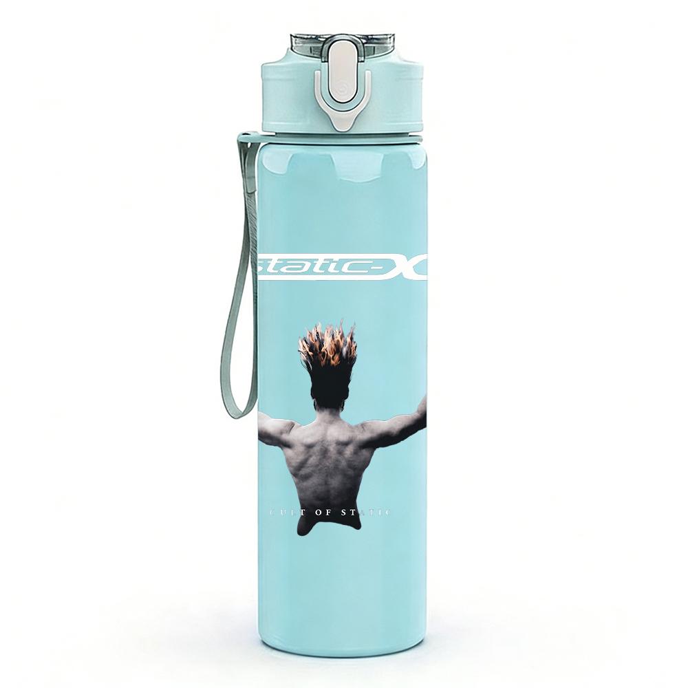 1PC Male back view arms raised print 750ml colorful plastic sports water bottle leakproof pop up lid with straw for outdoor work home use
