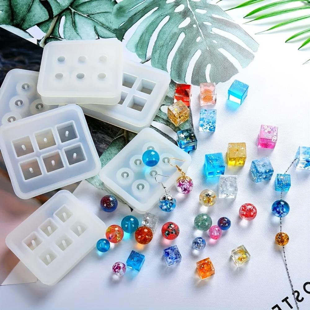 4-Pack Epoxy Resin Beads Silicone Mold for DIY Jewelry Making - Glossy Surface, Perfect for Bracelets, Necklaces, Keychains and Pendants, 