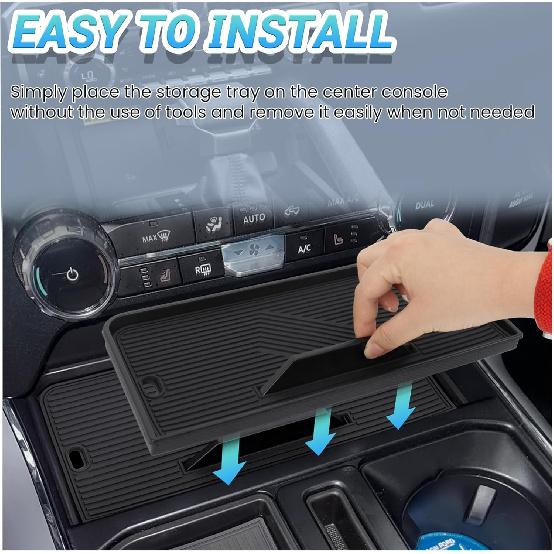 Center Console Organizer Compatible With -2026 Ford F150/-2024 Ford F150 Lightning XLT Accessories, Hidden Panel Secret Pocket Lid With USB