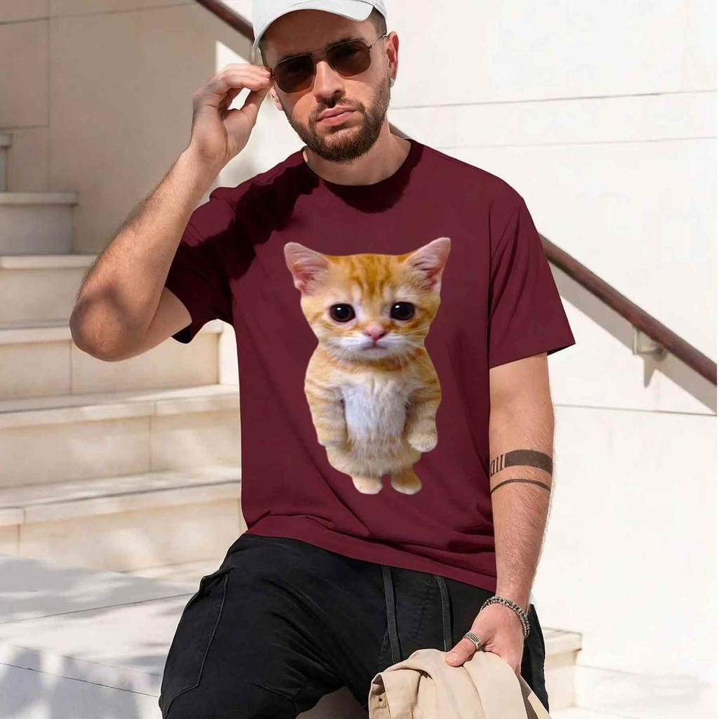 2026 New Modelel Gatosad Crying Cat Munchkin Kittytrendy Graphic Tshirt Unisex Fashion Short Sleeve Tshirts Oversized Street