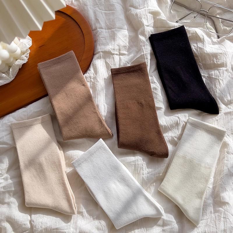 Women's Meilade High Elastic Mid-Calf Cotton Socks - Non-Constricting & Anti-Pilling