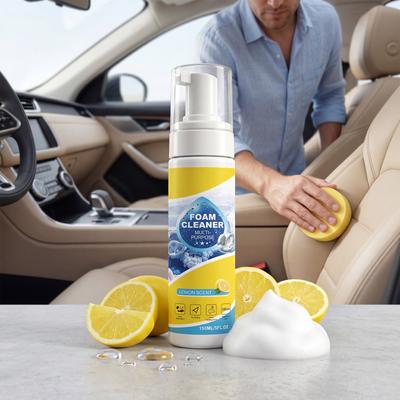Limpiador de Espuma Multiusos 150 ml Solución de Limpieza para Superficies Interiores de Coche Hogar Oficina Tapicería y Tejidos Fórmula Segura Aroma a Limón