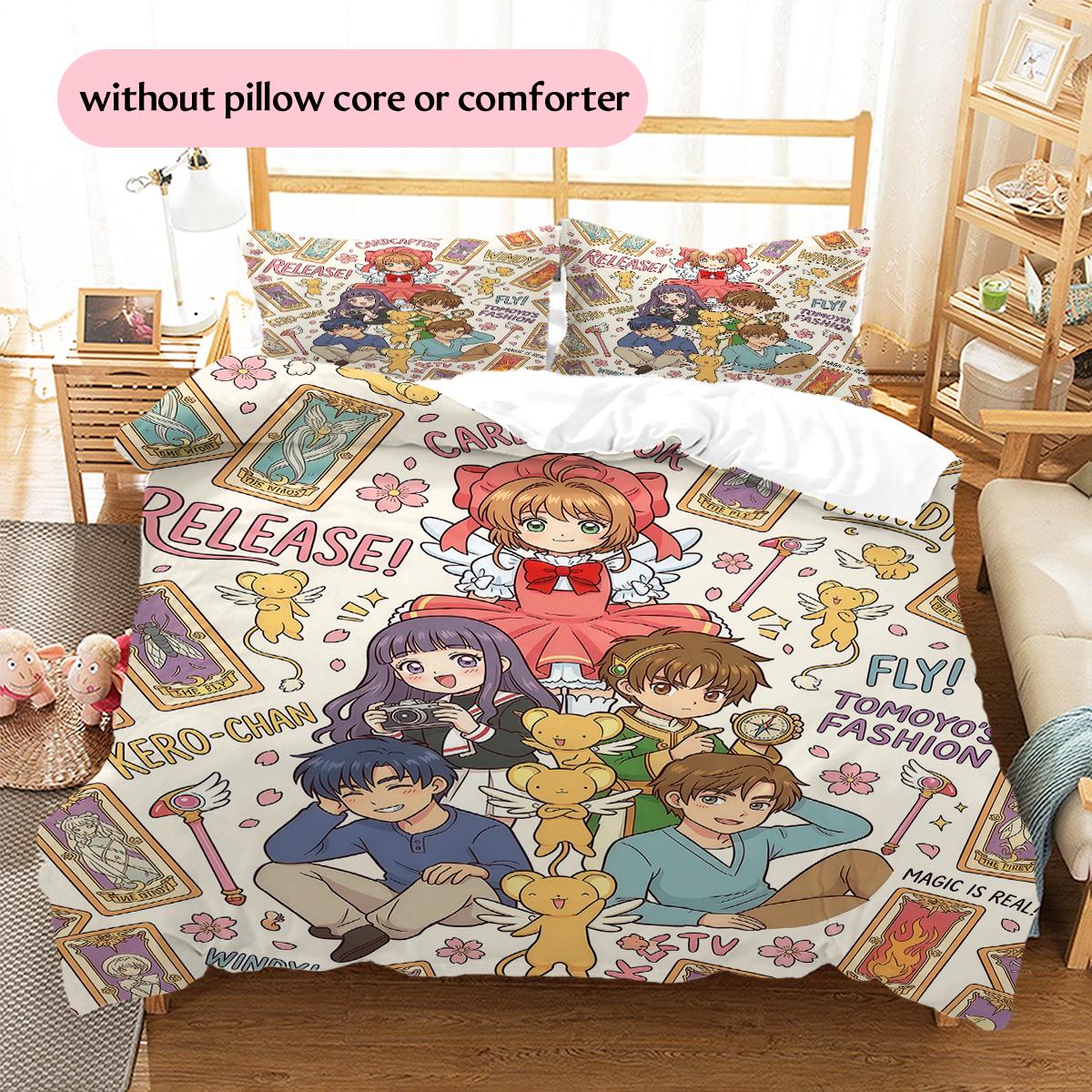 

Cardcaptor Sakura characters Pattern Bedding Quilt Set Home Decoration Gift (1 * duvet cover + 2 * pillowcase without core) 135x200cm